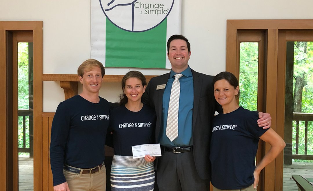 Photograph of North Shore Bank's Jeans Day check presentation to Change Is Simple of Beverly.