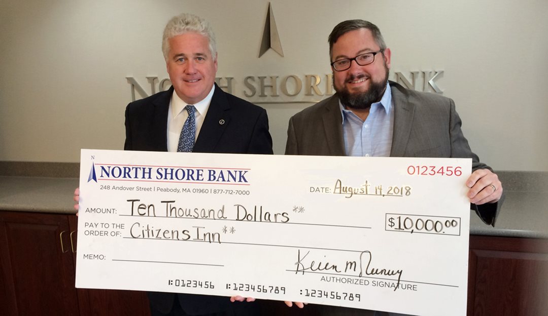 Image of North Shore Bank President and CEO Kevin Tierney and Corey Jackson from Citizen's Inn