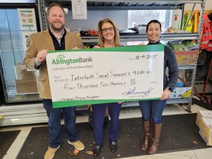  Interfaith-Social-Services-Abington-Bank donation through our charitable giving program, The Giving Tree.